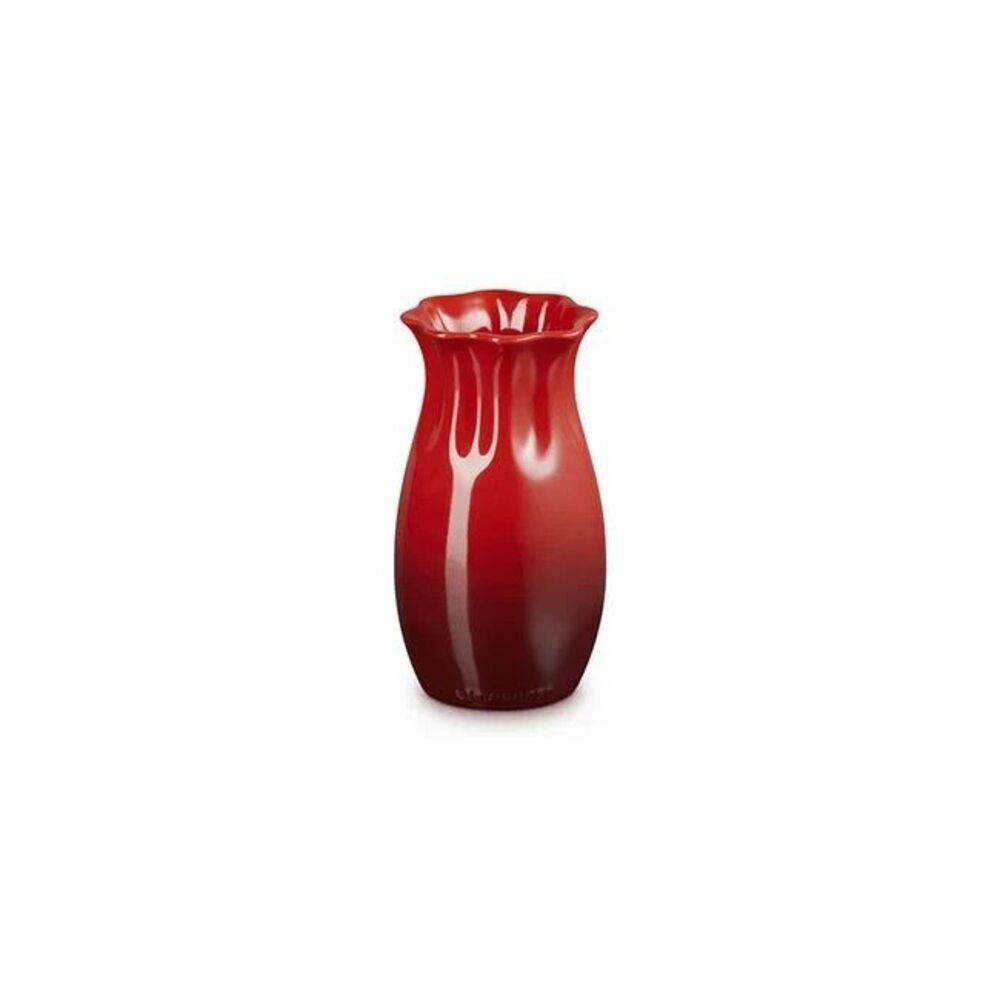 Le Creuset Stoneware 16 cm 6" Flower Petal Vase Cerise Cherry Red NEW NIB